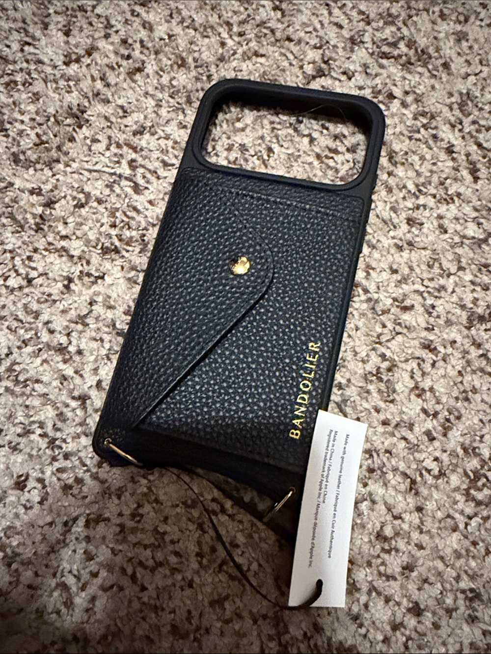 Bandolier Black Leather Phone Case Maya style